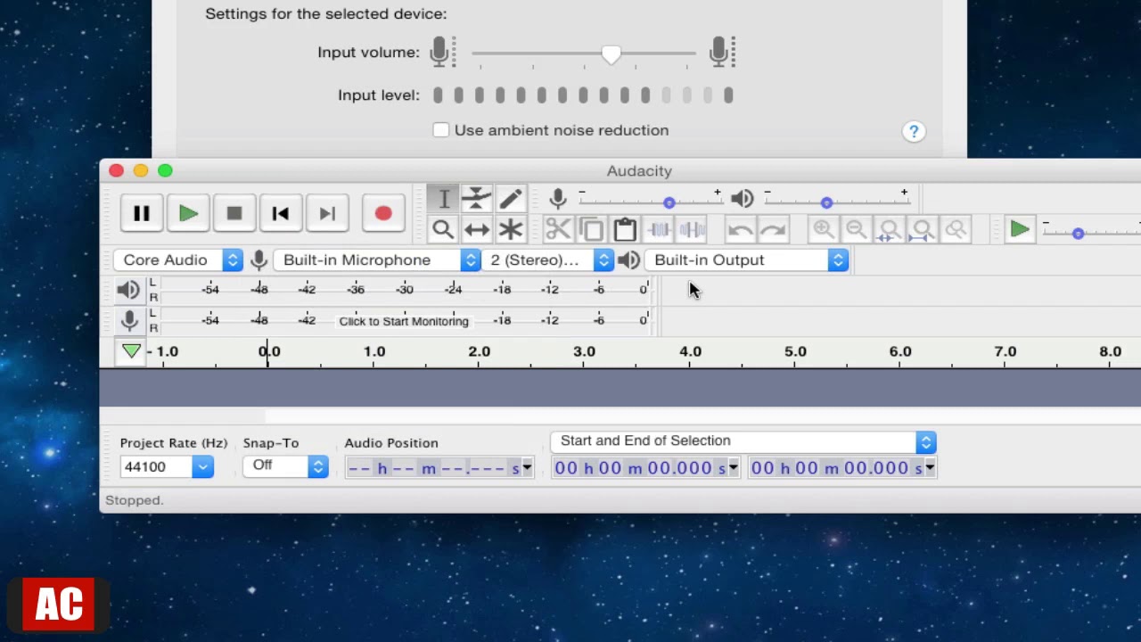audacity for mac audio settings for live monitoring